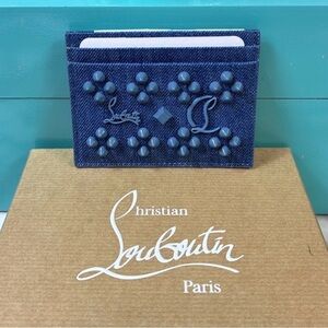 Christian Louboutin denim Studded Card Holder